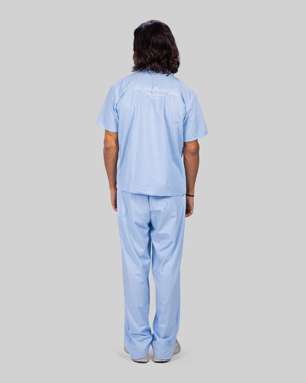 Classic Light Blue Casual Set | Relaxed Fit | Button-Up Shirt & Wide-Leg Pants