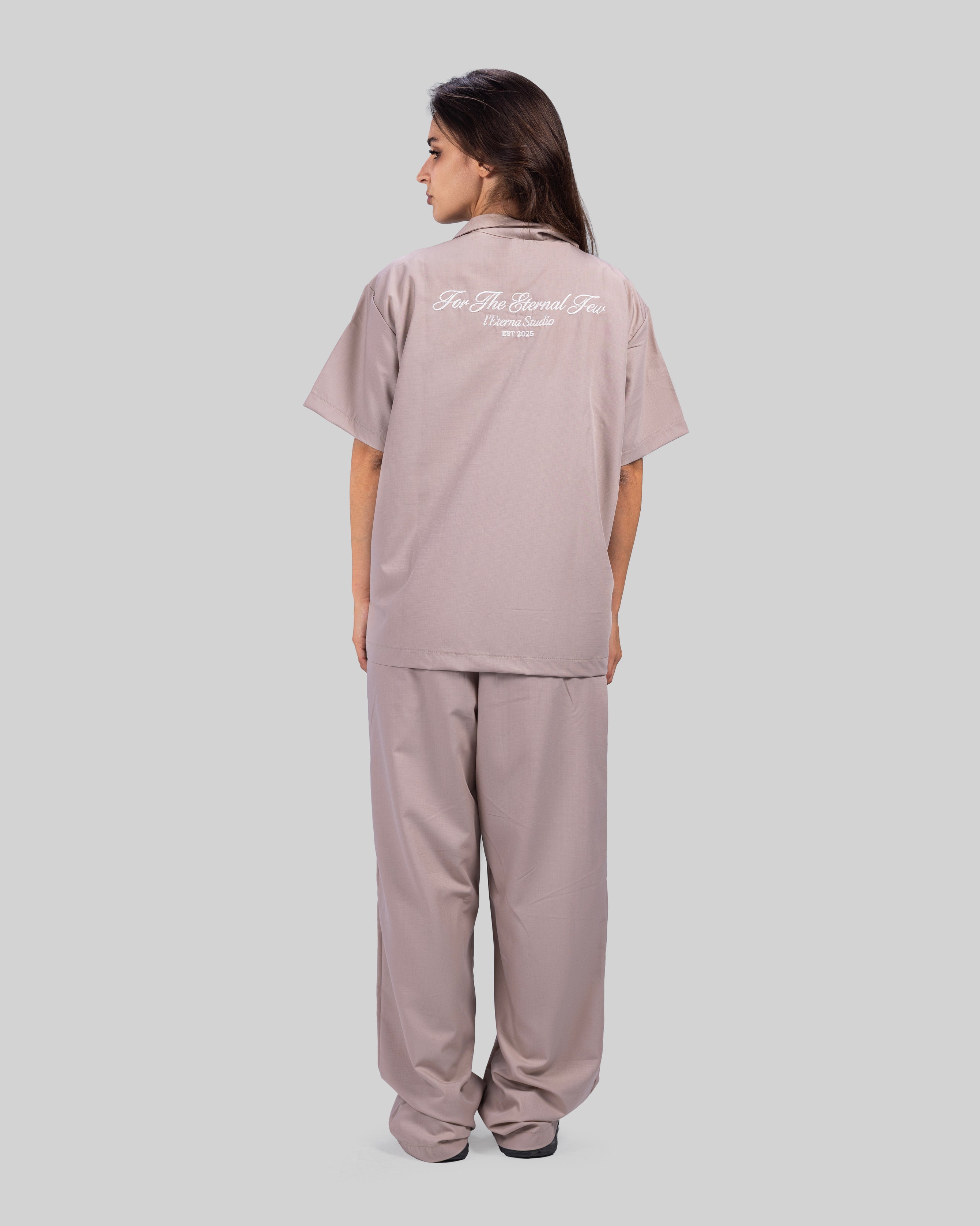 Classic Light Blue Casual Set | Relaxed Fit | Button-Up Shirt & Wide-Leg Pants